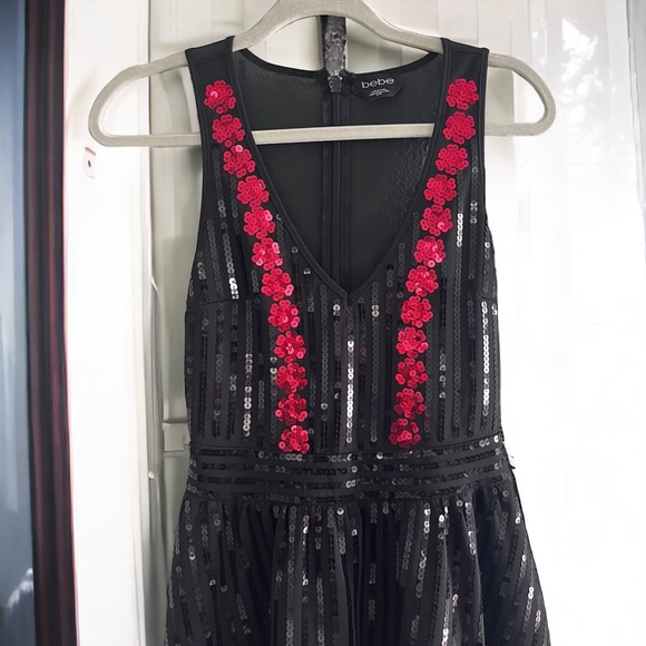 Bebe Black Hayley Sequin Mini Dress Size XS - Picture 5 of 9